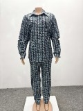 Africa Printed Fashion Casual Loose long-sleeved shirt and trousers two-piece suit for women