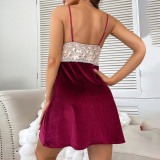 sexy pajamas women lace velvet strap nightdress