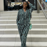 Africa Printed Fashion Casual Loose long-sleeved shirt and trousers two-piece suit for women