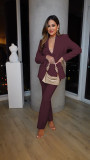 Autumn and winter fashion Casual Professional women's blazer pants two-piece suit