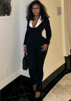 Fashionable women's clothing sexy long sleeve U-neck Tight Fitting Slim Fit long Jumpsuit