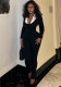 Fashionable women's clothing sexy long sleeve U-neck Tight Fitting Slim Fit long Jumpsuit
