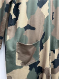 Women's Casual Fashion Multi-Pocket Zipper Camouflage Jumpsuit