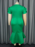 Women Solid Party Fishtail Dress