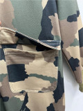 Women's Casual Fashion Multi-Pocket Zipper Camouflage Jumpsuit