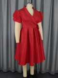 Women Formal Party Flower Sleeve Party Solid Dress