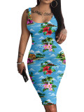 Women Summer Print Sleeve Dress