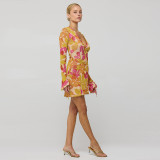 Women Casual Printed Long Sleeve Dress