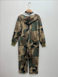 Women's Casual Fashion Multi-Pocket Zipper Camouflage Jumpsuit