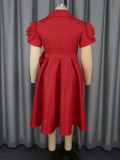 Women Formal Party Flower Sleeve Party Solid Dress