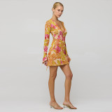 Women Casual Printed Long Sleeve Dress