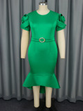 Women Solid Party Fishtail Dress