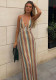 Women Summer Crocheted Flower Suspender Maxi Dress