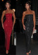 Women Sexy Backless Slit Strapless Dress