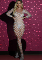 Sexy Hollow Luminous Blue Fishnet Jumpsuit Women's Lingerie