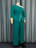 Fashion Slash Shoulder Elegant Beaded High Waist Formal Party Jumpsuits