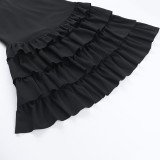 Strapless Sexy Low Back Slim Fit Cascading Ruffles Women Mini Dress