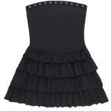 Strapless Sexy Low Back Slim Fit Cascading Ruffles Women Mini Dress