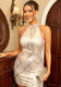 Luxury Round Neck Formal Party Sequin Slim Short Evening Dress Bridesmaid Dress
