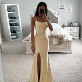 Strap Sexy Slit Fishtail Women Chic Slim Long Dress