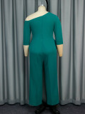 Fashion Slash Shoulder Elegant Beaded High Waist Formal Party Jumpsuits