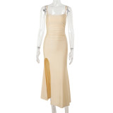 Strap Sexy Slit Fishtail Women Chic Slim Long Dress