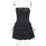 Strapless Sexy Low Back Slim Fit Cascading Ruffles Women Mini Dress