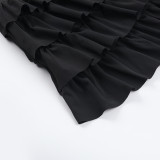 Strapless Sexy Low Back Slim Fit Cascading Ruffles Women Mini Dress