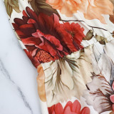 Summer Women's Flower Print Halter Neck Sleeveless Chic Long Dress