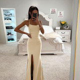 Strap Sexy Slit Fishtail Women Chic Slim Long Dress