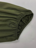 Women's Fashion Elegant Solid Color Round Neck Half Sleeve Fashion Pleated Long Dress