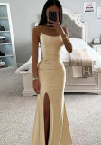 Strap Sexy Slit Fishtail Women Chic Slim Long Dress