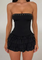 Strapless Sexy Low Back Slim Fit Cascading Ruffles Women Mini Dress Strapless Sexy Low Back Slim Fit Cascading Ruffles Women Mini Dress