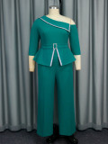 Fashion Slash Shoulder Elegant Beaded High Waist Formal Party Jumpsuits