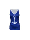 Spring Summer Women's Fashion Casual Printed Sleeveless V-Neck Vest Top