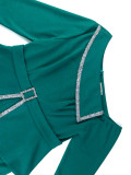 Fashion Slash Shoulder Elegant Beaded High Waist Formal Party Jumpsuits