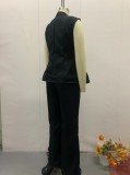 Women summer Solid vest and trousers two-piece set