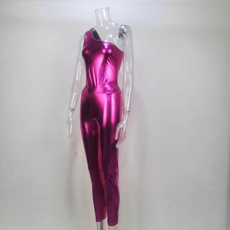 Women summer sexy one-shoulder Top jumpsuit and trousers two-piece set