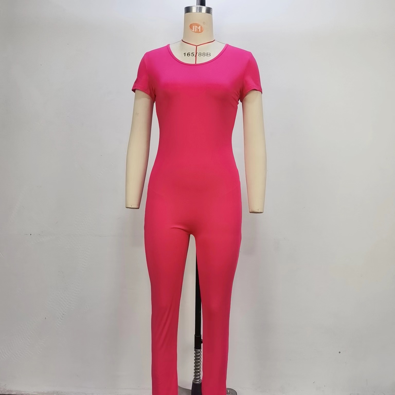 Backless Solid Short-Sleeve Jumpsuit for Summer Outings