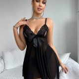 Plus Size Women Lace See-Through Mesh Suspender Nightdress Sexy Lingerie