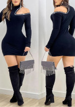 Women Hollow Beaded Dress