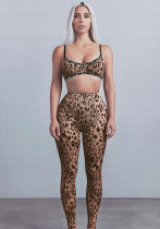 Women Spring Sexy Leopard Top and Pants Two-piece Set Women Spring Sexy Leopard Top and Pants Two-piece Set