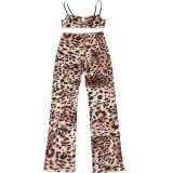 Women Spring Sexy Leopard Top and Pants Two-piece Set