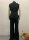 Women summer Solid vest and trousers two-piece set