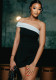 Women Elegant Black and White Colorblock Strapless Off Shoulder Jumpsuit