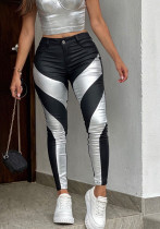 Women Patchwork Contrast Pocket Pants