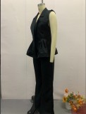 Women summer Solid vest and trousers two-piece set