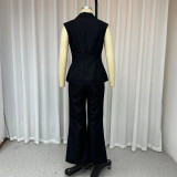 Women summer Solid vest and trousers two-piece set