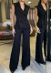 Women summer Solid vest and trousers two-piece set