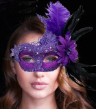 Venetian Ball Mask Feather Lace Diamond Flower Eye Mask Halloween Mardi Gras Party Props